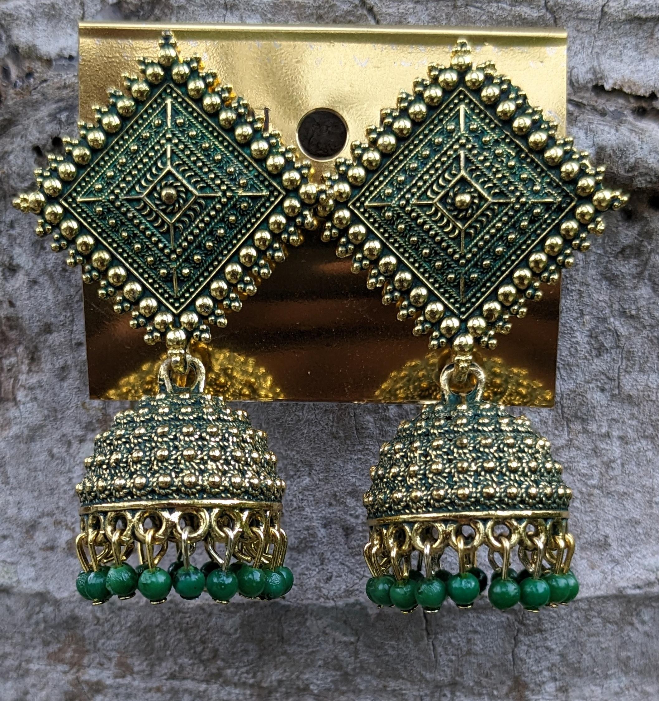 Buy White & Green Earrings for Women by Jewels galaxy Online | Ajio.com